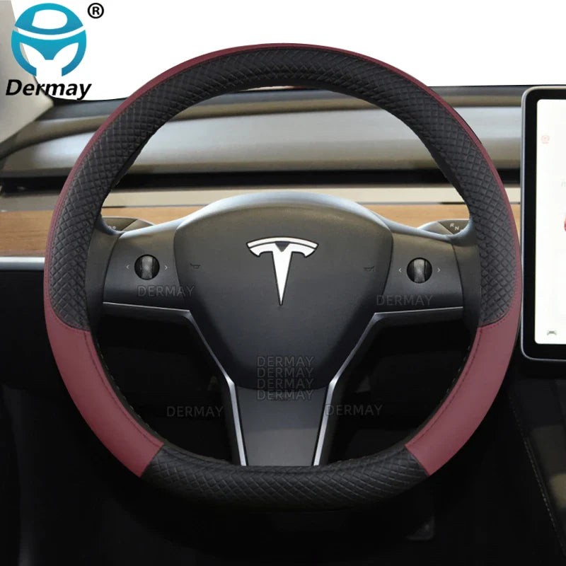 Tesla Model 3 Steering Wheel Cover – PU Leather Non-Slip Auto Accessory, 9 Colors (2016-2023)