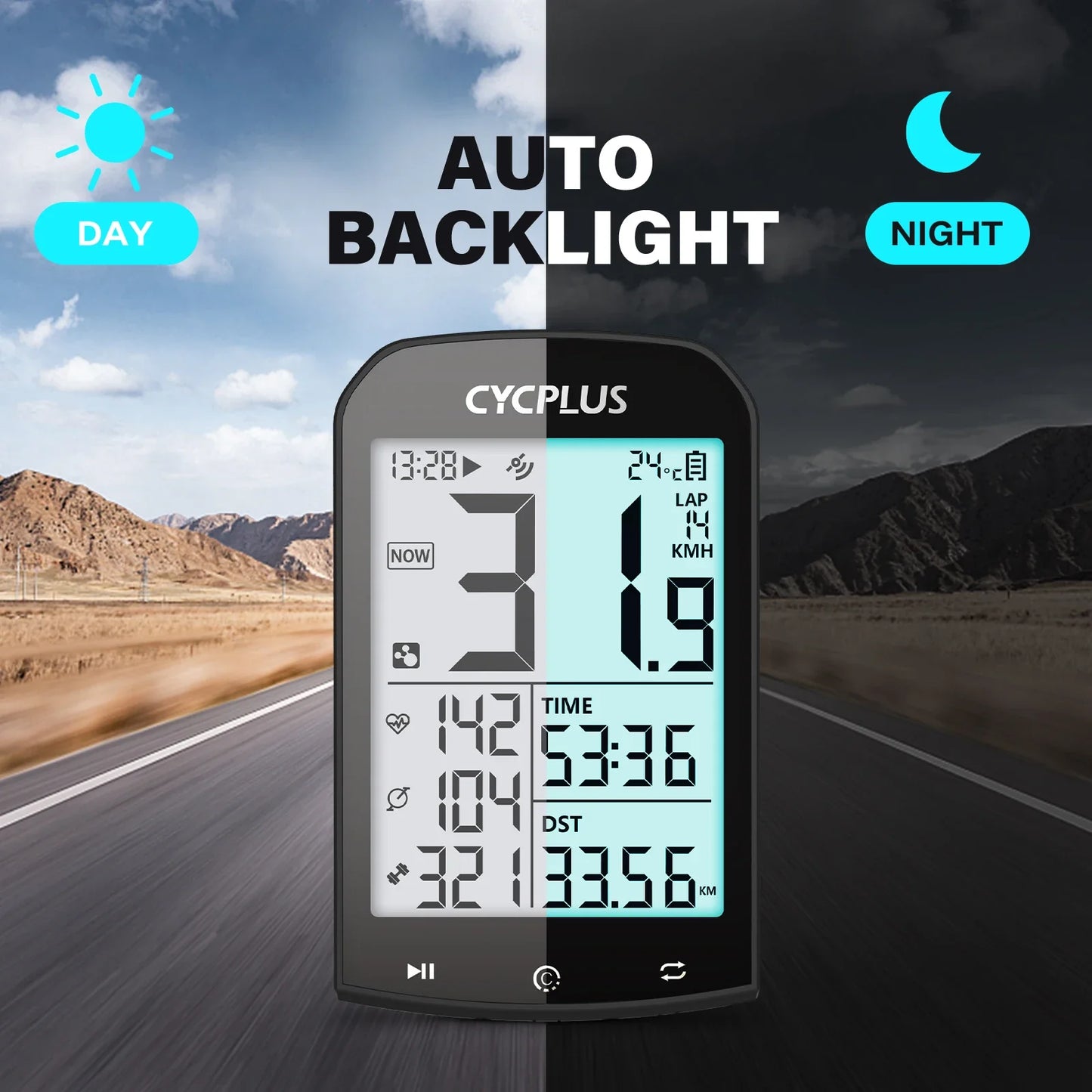 CYCPLUS M1 GPS Bicycle Computer - Bluetooth 5.0 & ANT+ Cycling Speedometer | Speed Meter Compatible with Garmin Zwift | Bike Accessories