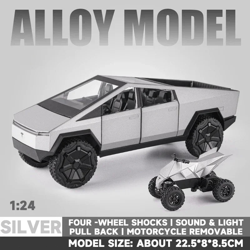 1:24 Alloy Diecast Mini Pickup Truck Model – Tesla Cybertruck Metal Toy for Boys, Kids’ Birthday & Collectible Gift