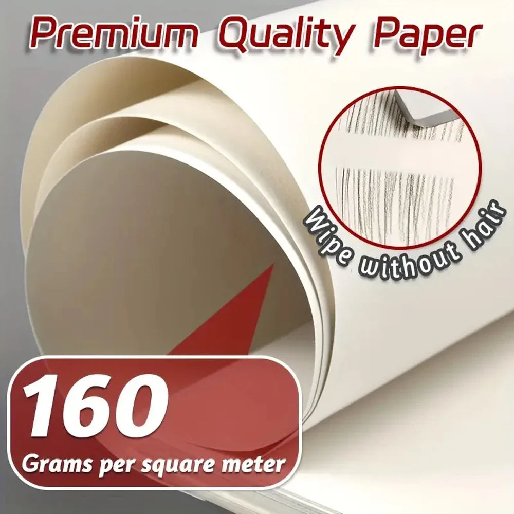 25 Sheets Sketch Paper Set — A4/A3/8K/16K 160g Artist Paper for Graphite, Charcoal, Pencil & Colored Pencil Drawing