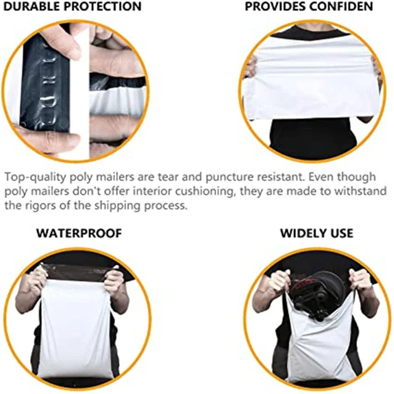 50PCS White Courier Bags – Self-Adhesive Plastic Mailing & Shipping Envelopes