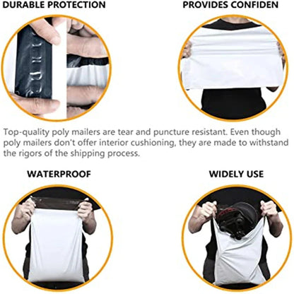 50PCS White Courier Bags – Self-Adhesive Plastic Mailing & Shipping Envelopes