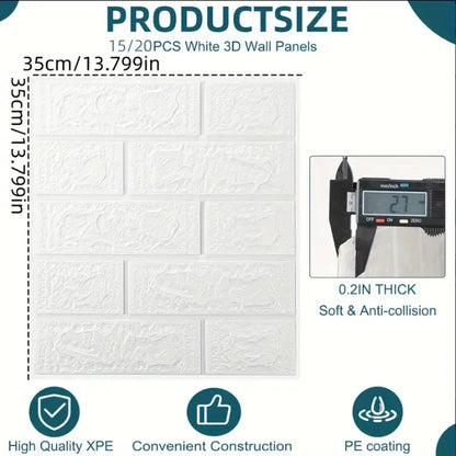 DIY 3D Simple Brick Pattern Wall Stickers - Thickened, Sound-proof, Waterproof, Moisture-proof - Available in 15pcs, 20pcs, 40pcs