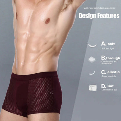Bamboowear Bamboo Boxer Shorts for Men – Microfiber Compression Boxer Briefs, Stretch Underwear
