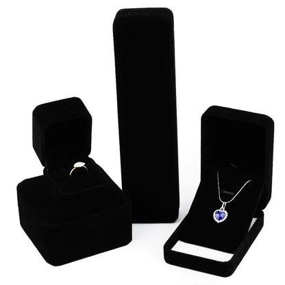 Black Velvet Jewelry Box - Full Range Storage for Rings, Earrings, Bracelets, Pendants, Necklaces, and Gifts