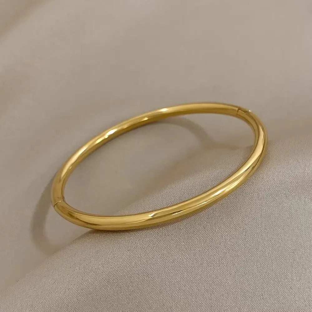 Titanium Steel Stainless Steel Zircon Inlaid Gold Plated Bracelet – Classic & Simple Style for Women's Daily Wear