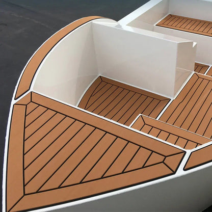 2.4m Self-Adhesive EVA Foam Marine Flooring — Faux Teak Striped Yacht Decking Sheet, 8 Styles in Brown, Gray, Gold & Black
