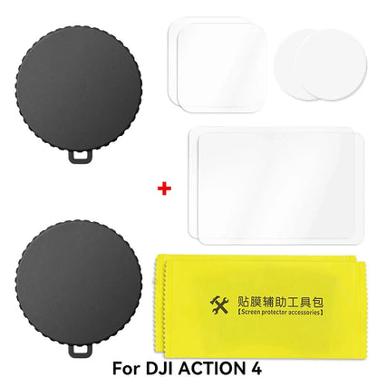 Silicone Camera Lens Dust Cover for DJI Osmo Action 4/5 Pro – Non-Slip Lens Protector with Tempered Film Accessory