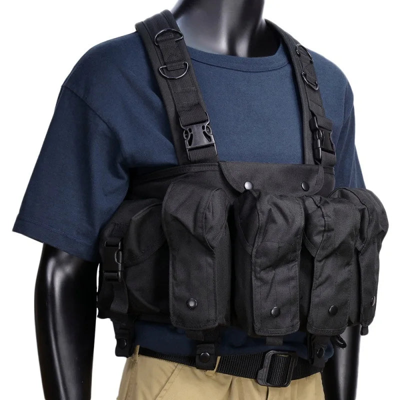 Tactical MOLLE Vest | Quick Release Hunting & CS Training Chest Vest with AK Belly Pockets