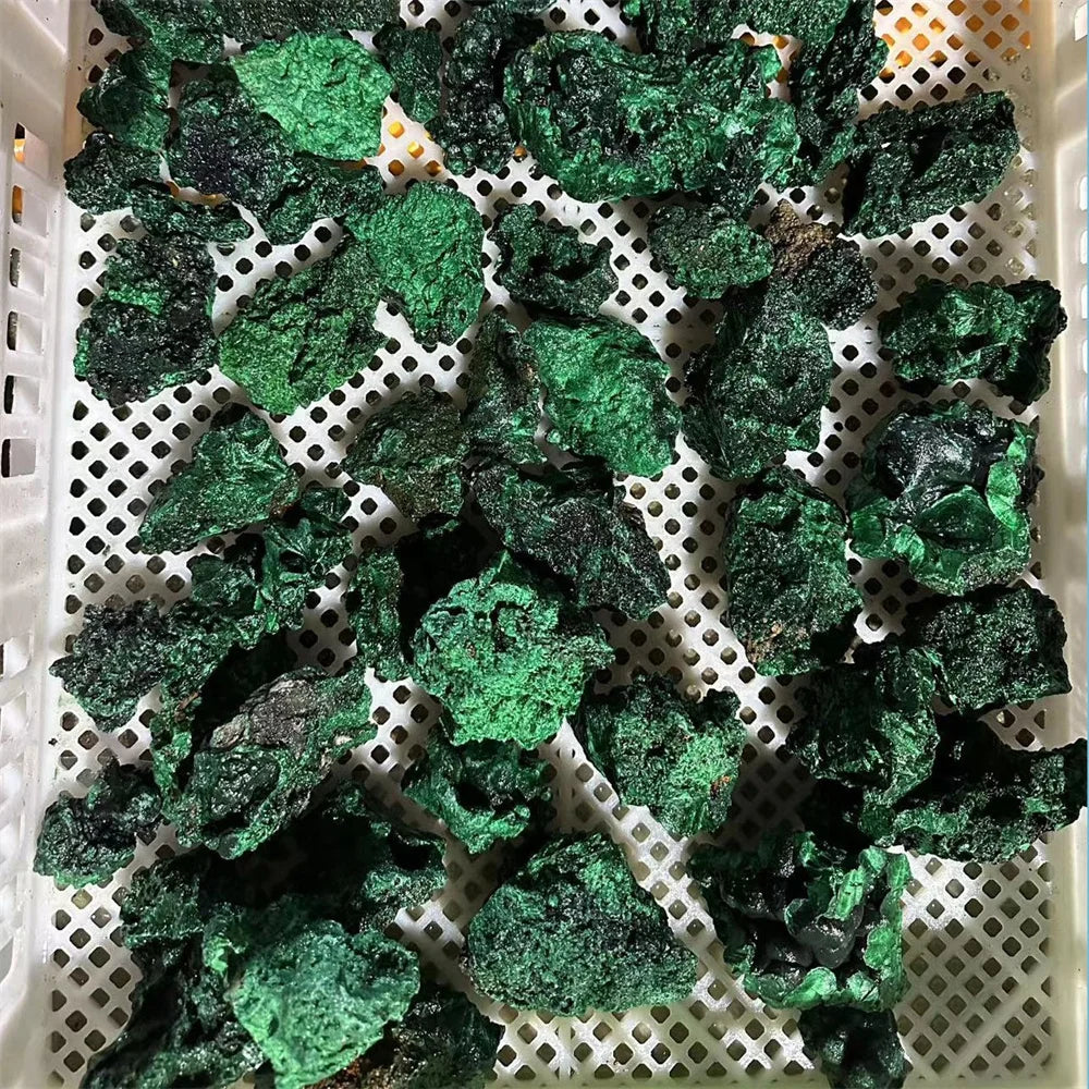 Natural Green Malachite Raw Crystal — Rough Stone Cube Mineral Specimen for Collecting & Home Garden Décor