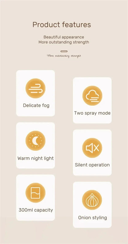 Creative Onion-Shaped Humidifier – Quiet Sleep Night Light, USB Air Humidifier for Desktop, Office & Air-Conditioning Rooms