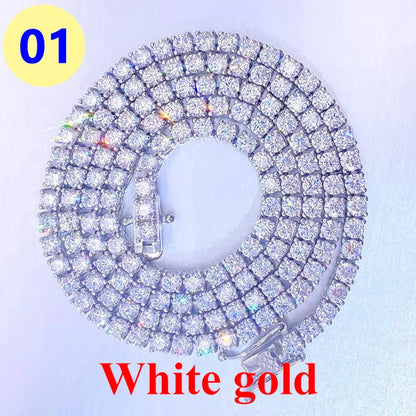 3–6.5MM D Color Moissanite Tennis Bracelet & Necklace Set – Hip Hop S925 Sterling Silver White Gold Plated Jewelry for Men & Women