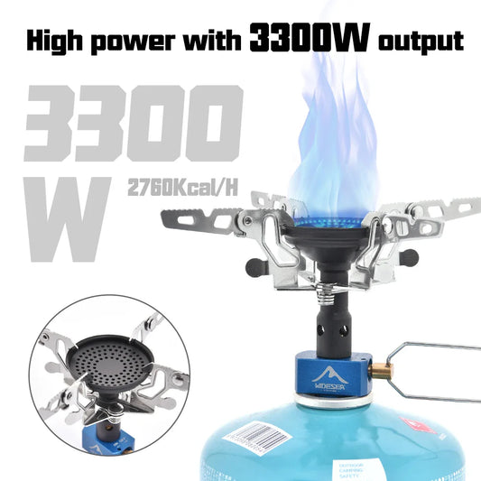 Outdoor Camping Gas Burner 3300W – Portable Stove for Survival, Bushcraft, and Tourist Kitchen