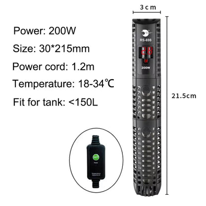 Aquarium Submersible Heater - Water Heating Rod with Temperature Control for Fish Tanks, 220-240V, 50-500W