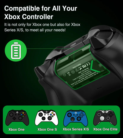 BEBONCOOL 2X 5520mWh Rechargeable Battery Pack – Compatible with Xbox Series S/X, Xbox One S/X & Elite Controller Charger