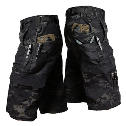 Men’s Camouflage Cargo Shorts - Quick Dry Outdoor Military Hiking Pants with Multiple Pockets