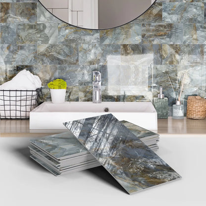 16PCS Marble Pattern Wall Stickers - Waterproof Oil-Proof PET Foam Kitchen Backsplash & Decorative Wallpaper Panels