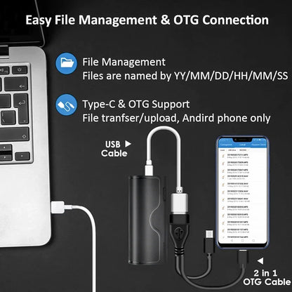 500-Hour Digital Audio Recorder – Professional 32GB/64GB Flash Drive MP3 Player for Lectures & Recording