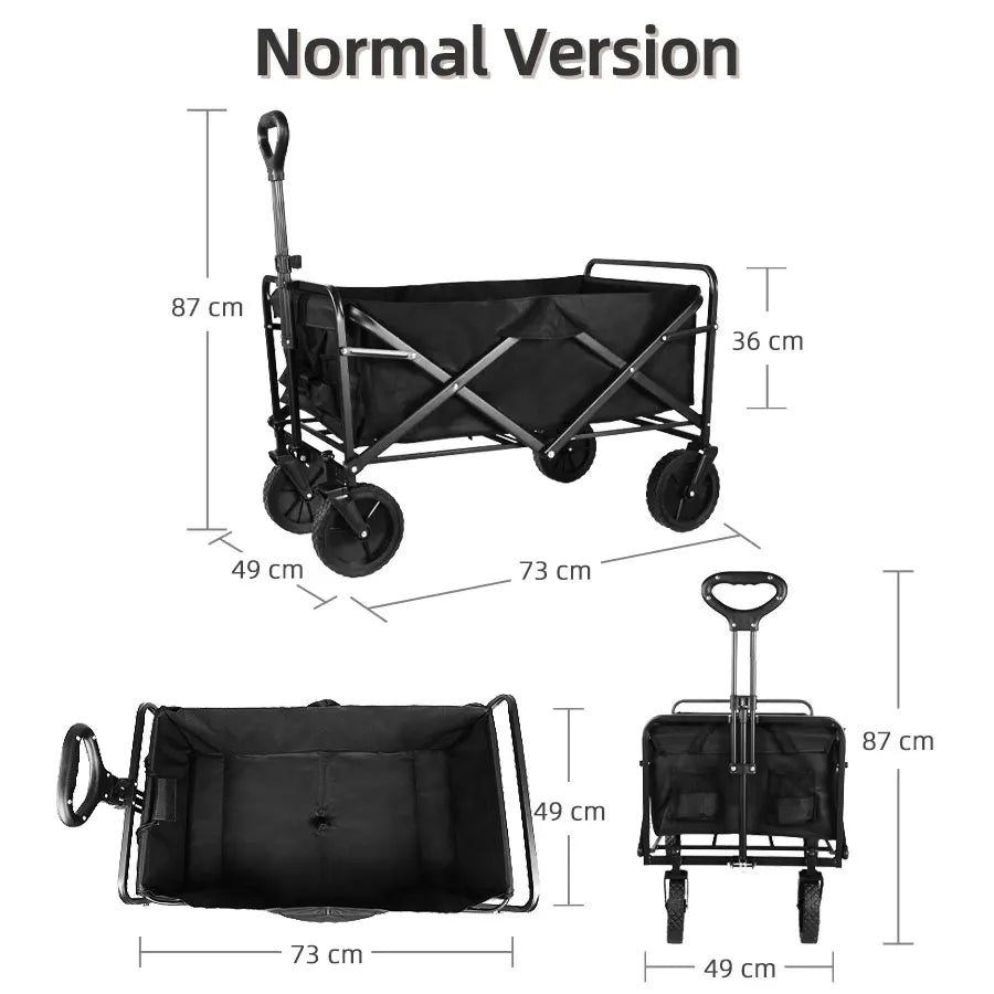 500lbs Heavy Duty Folding Tank Wheels Cart — Large Capacity Outdoor Wagon for Beach, Sand, Trolley & Camping