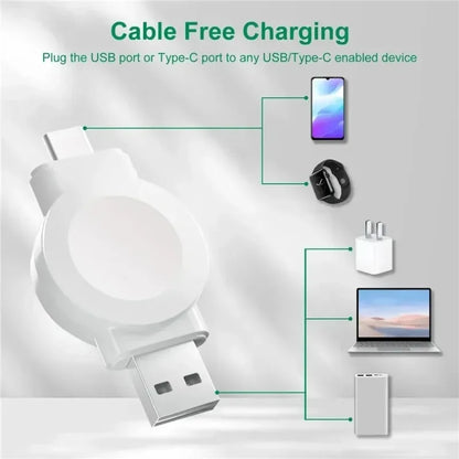 Magnetic Wireless Watch Charger USB-C — Fast Charging for Apple Watch 9/8/7/6/5/4/SE & Samsung Galaxy Watch 7/6/5/4 Active 1/2