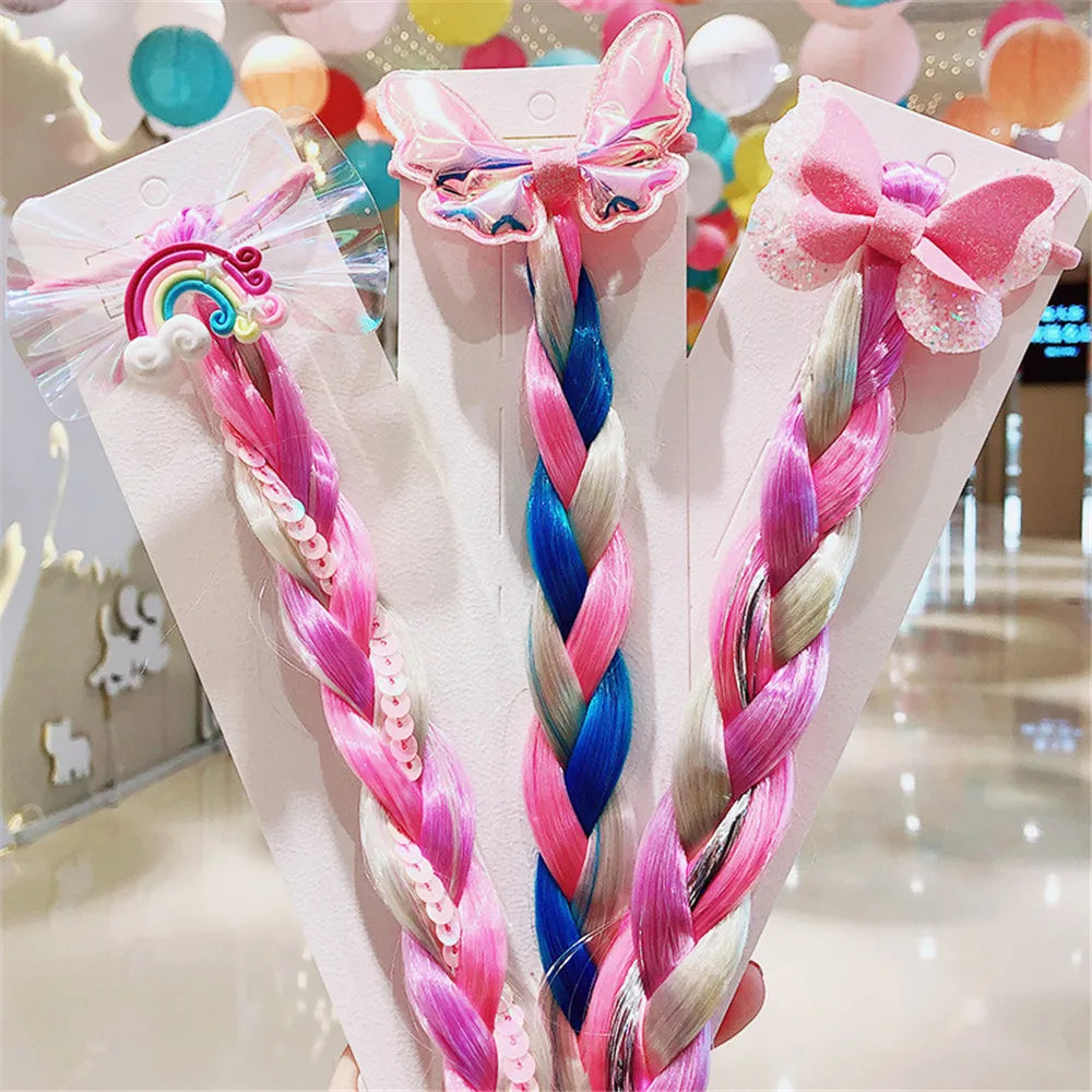 Girls Rainbow Hair Bow & Tie Set – Princess Snowflake Elastic Hair Accessories for Toddlers, No-Damage Braids