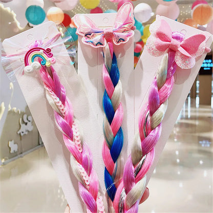 Girls Rainbow Hair Bow & Tie Set – Princess Snowflake Elastic Hair Accessories for Toddlers, No-Damage Braids