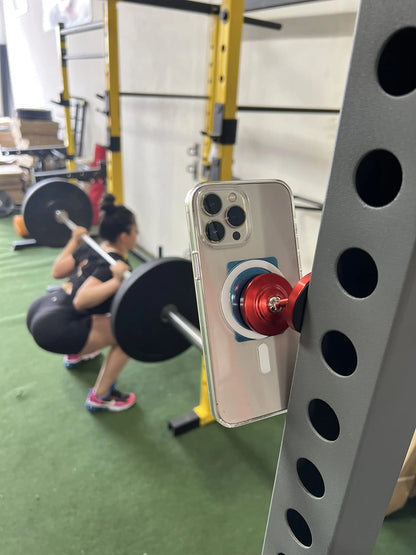 Dual Magnetic Gym Phone Holder - 360° Rotation, Double-Sided Strong Magnet for Workout Videos, Fits Any Smartphone