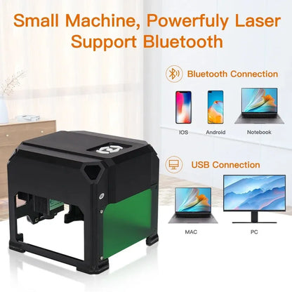 CNC K4 Mini Laser Engraver – 3000mW Bluetooth Engraving Machine for Wood, Leather, MDF & Paper