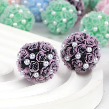 20mm Rose Flower Ball Pearl Beads – 1/3/5PCS Polymer Acrylic Beads for DIY Jewelry Making, Necklaces, Bracelets & Earrings
