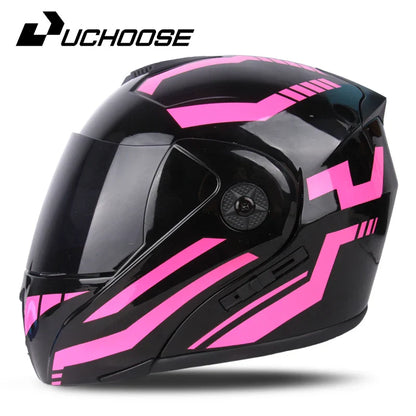 2024 Unisex Modular Motorcycle Helmet – Full Face Flip-Up Dual Lens Racing Helmet for Men & Women