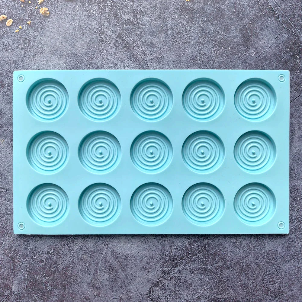 15-Hole Spiral Silicone Mold – Non-Stick Baking Tray for Mousse Cakes, Ice Cream, Pudding, Brownies, Gummies & Jelly Desserts