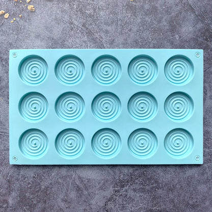 15-Hole Spiral Silicone Mold – Non-Stick Baking Tray for Mousse Cakes, Ice Cream, Pudding, Brownies, Gummies & Jelly Desserts