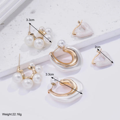 3-Piece Pearl Heart Hoop Earrings Set — Vintage Elegant Trendy Earrings for Women, Perfect Jewelry Gift