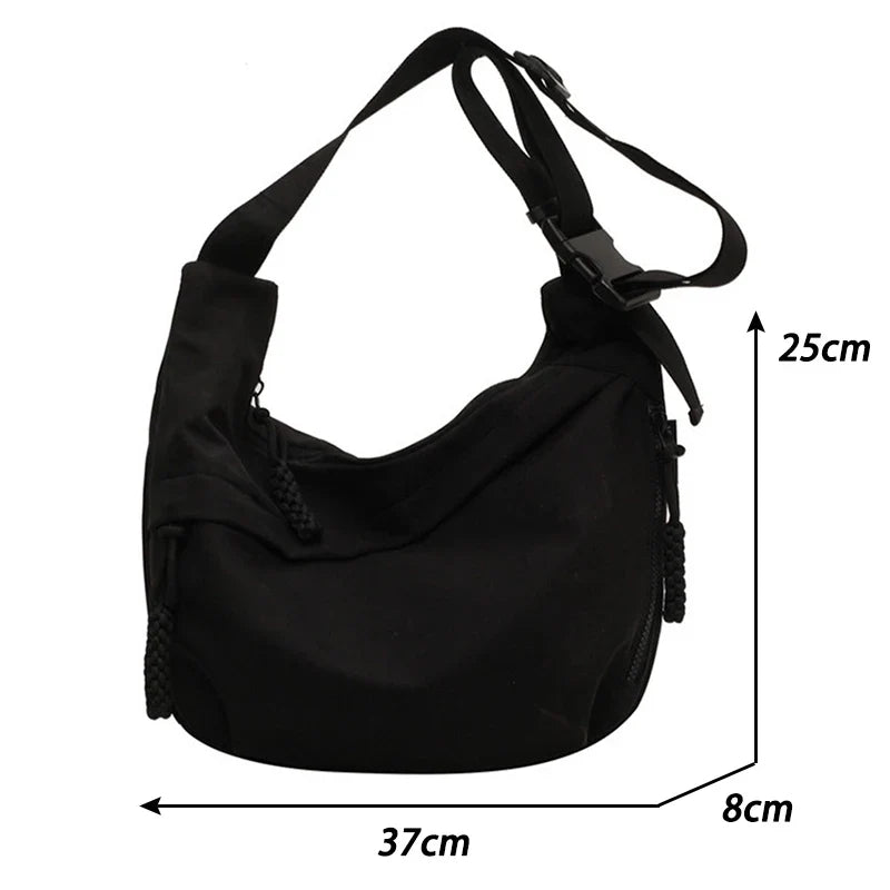 2024 Nylon Hobo Crossbody Bag - Solid Color, High Capacity, Casual Women's Zipper Shoulder Tote