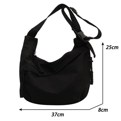 2024 Nylon Hobo Crossbody Bag - Solid Color, High Capacity, Casual Women's Zipper Shoulder Tote