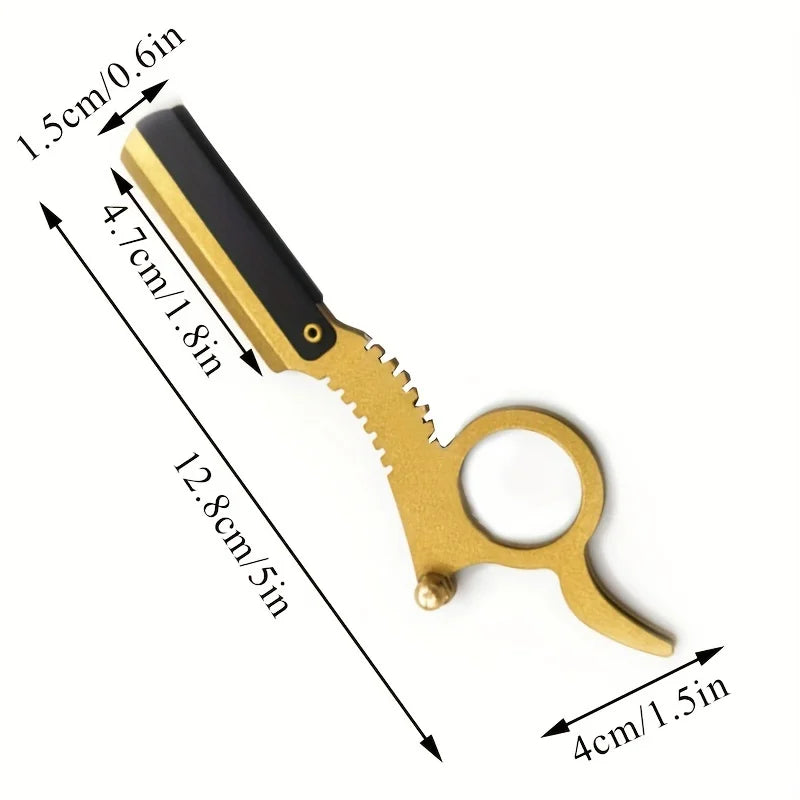 Stainless Steel Old Fashioned Razor Holder: Thumb Shaving Tool for Eyebrows and Face Cleaning - Bladeless Safety Razor Scissors
