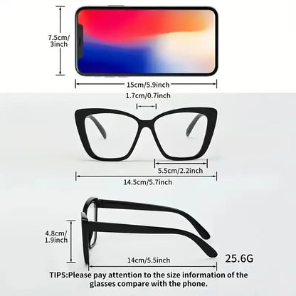 Fashion Cat Eye Glasses with Transparent Lenses – Retro Classic Style Casual Eyewear, Lightweight Fashion Reading Glasses