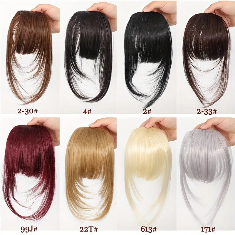 Synthetic Clip-In Bangs - Wispy Side Fringe Hairpiece in Dark Brown for Women