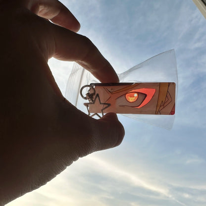 Naruto Acrylic Keychain — Double-Sided Uchiha Itachi Shining Eyes Pendant, Rectangular Backpack Charm, Christmas Gift
