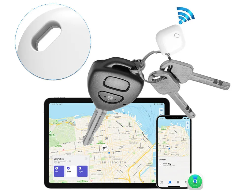 Mini Tracking Device for Apple Find My — Smart iTag Bluetooth GPS Tracker for Keys, Child, Pet & Car, iOS Compatible
