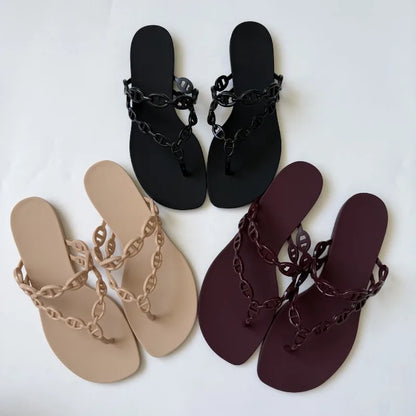 Women’s Summer Round-Toe Flip Flops - Comfortable Casual Vacation Sandals