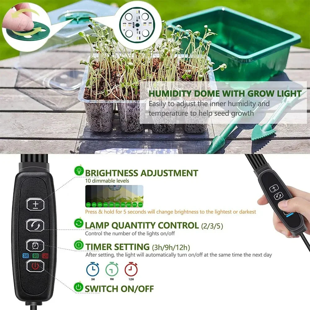LED Nursery Pots with Grow Light - 12-Hole Plant Seed Starter Tray Kit with Timer Controller for Home Greenhouse