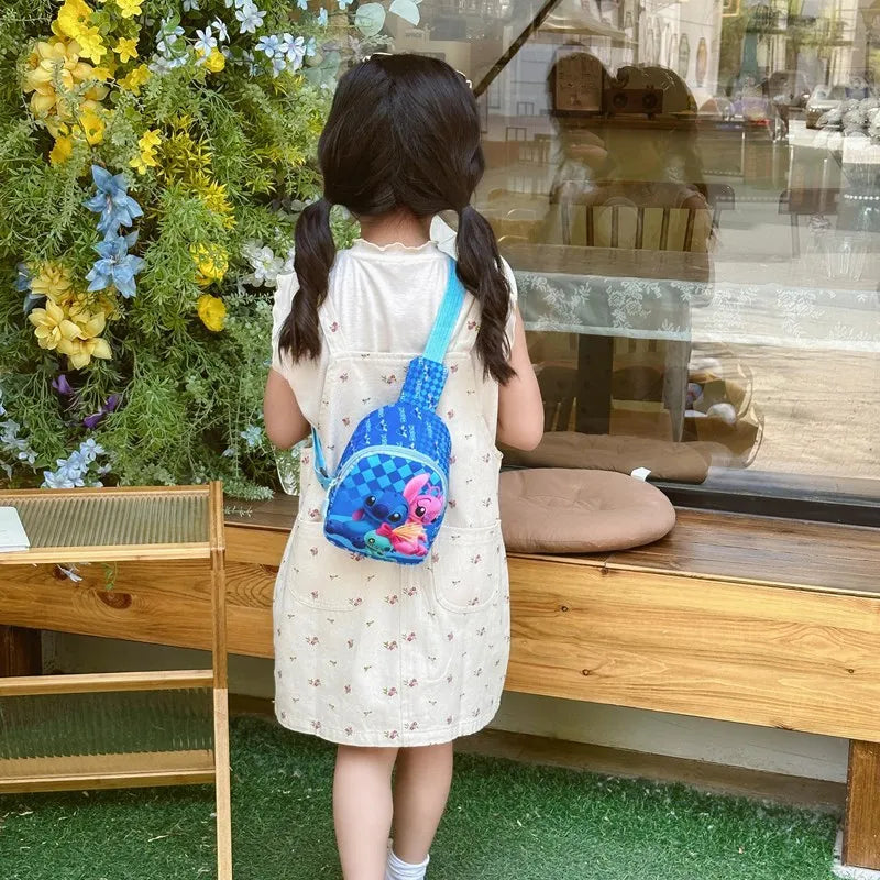 Disney Cartoon Stitch Kids Chest Bag – Cute Crossbody Waist Pouch with Zipper, Coin Purse & Gift for Children