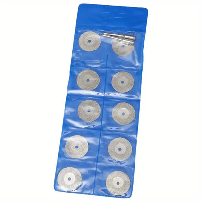 Diamond Cut Off Rotary Tool Discs: 10Pcs 16-30mm Mini Sharp with Hole for Dremel - DIY Accessories with 2Pcs Rod