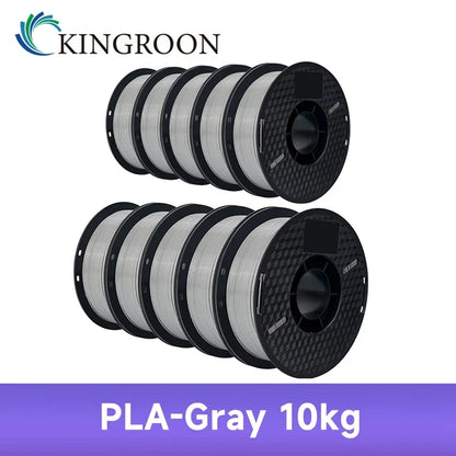 KINGROON 10KG PLA/ABS/PETG Filament 1.75mm – 10 Rolls Black, White, Gray for 3D Printing