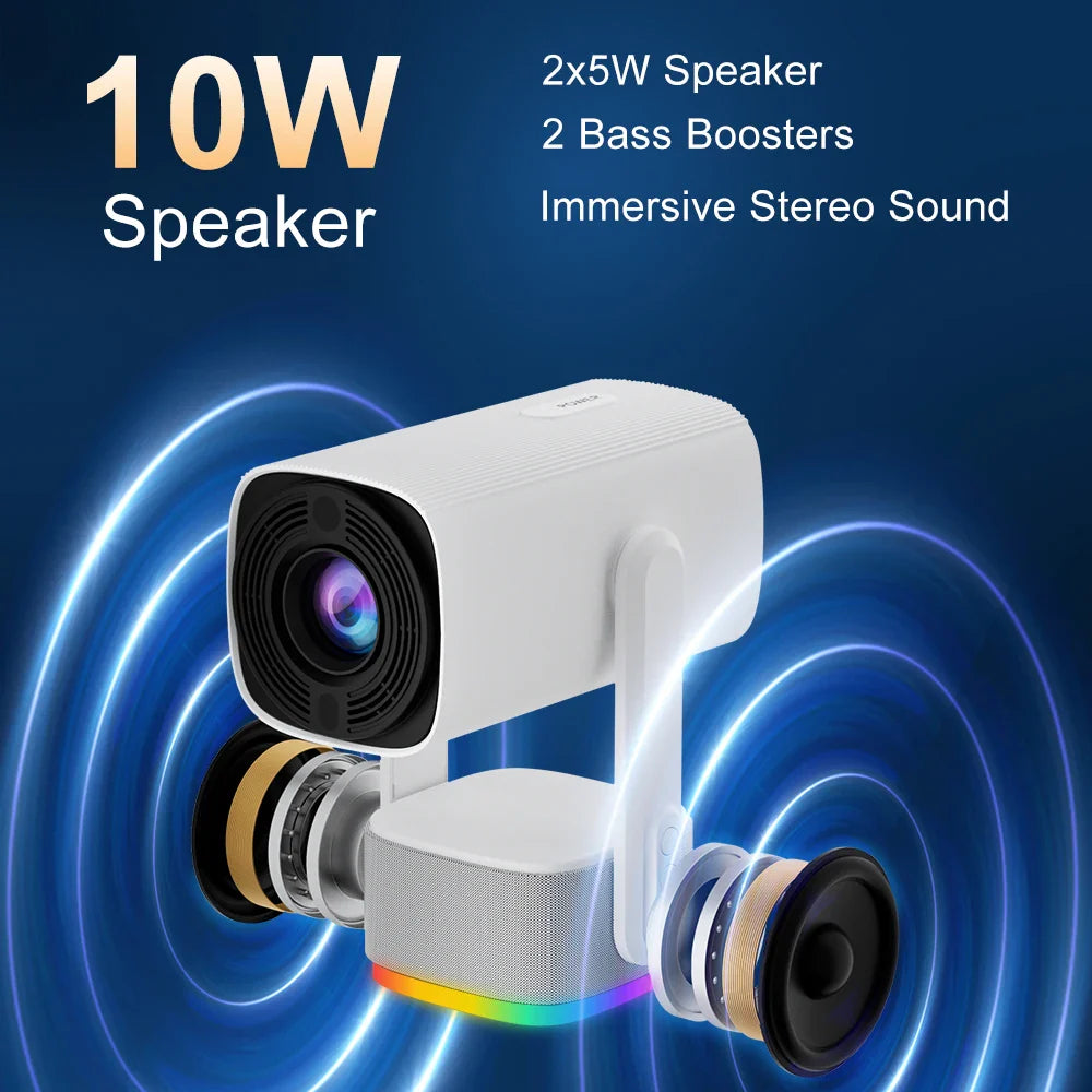 Salange K2 4K Smart Projector – Android 11, Built-in Battery, Bluetooth Speaker, WiFi, Auto Focus & Keystone for Outdoor Movies