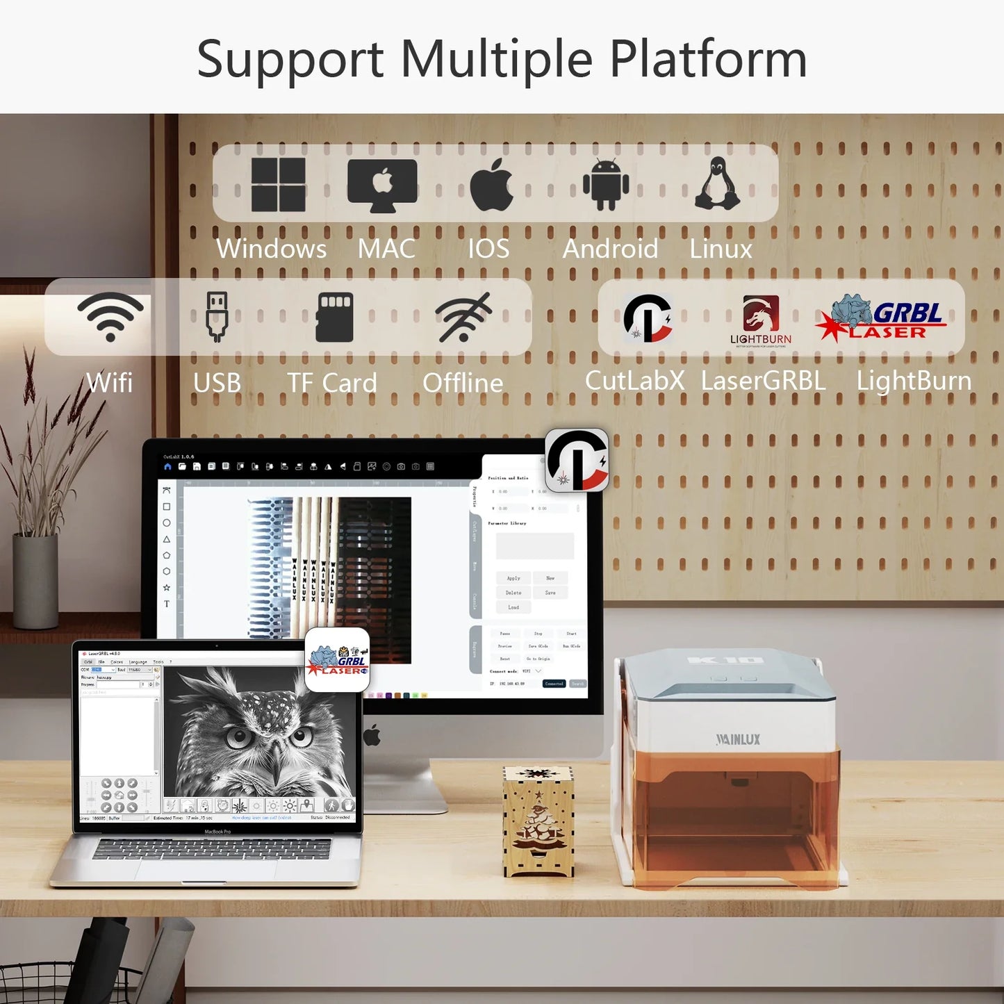 Wainlux K10 Mini Laser Engraver – 3000mW Bluetooth Upgrade for Woodworking, Engraving & Marking Machine