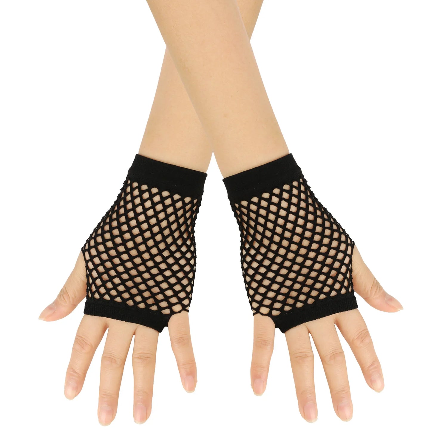 Solid Color Fingerless Mesh Gloves – Short Fishing, Party & Dance Gloves