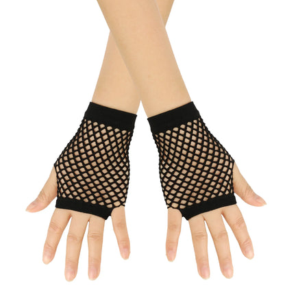 Solid Color Fingerless Mesh Gloves – Short Fishing, Party & Dance Gloves