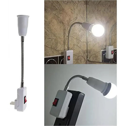 Flexible Stainless Steel E27 Lamp Base: Mobile Test Light Socket Adapter with Bendable Design and Switch